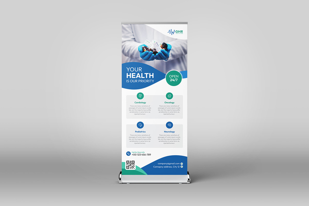 Medical Healthcare Roll Up Banner, a Print Template by VectStock (Photo 4 of 6)