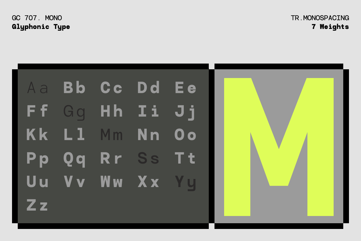 GC 707 Mono - Modern Monospace, a Sans Serif Font by Glyphonic (Photo 2 of 16)