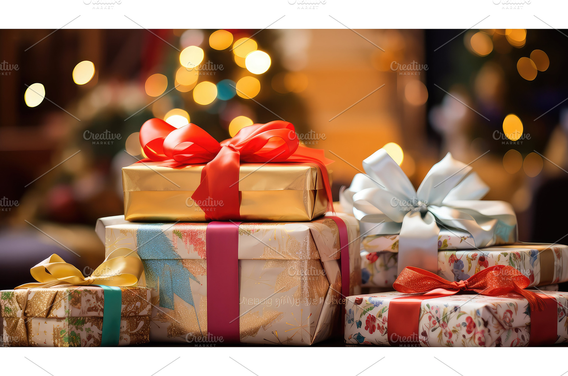 festive christmas gifts pile ai, a Holiday Photo by pikepicture
