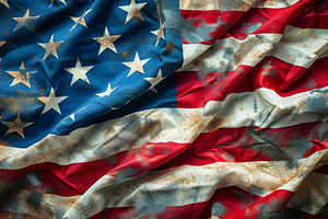 The United States flag drapes gracef, a Photo by Tanuart