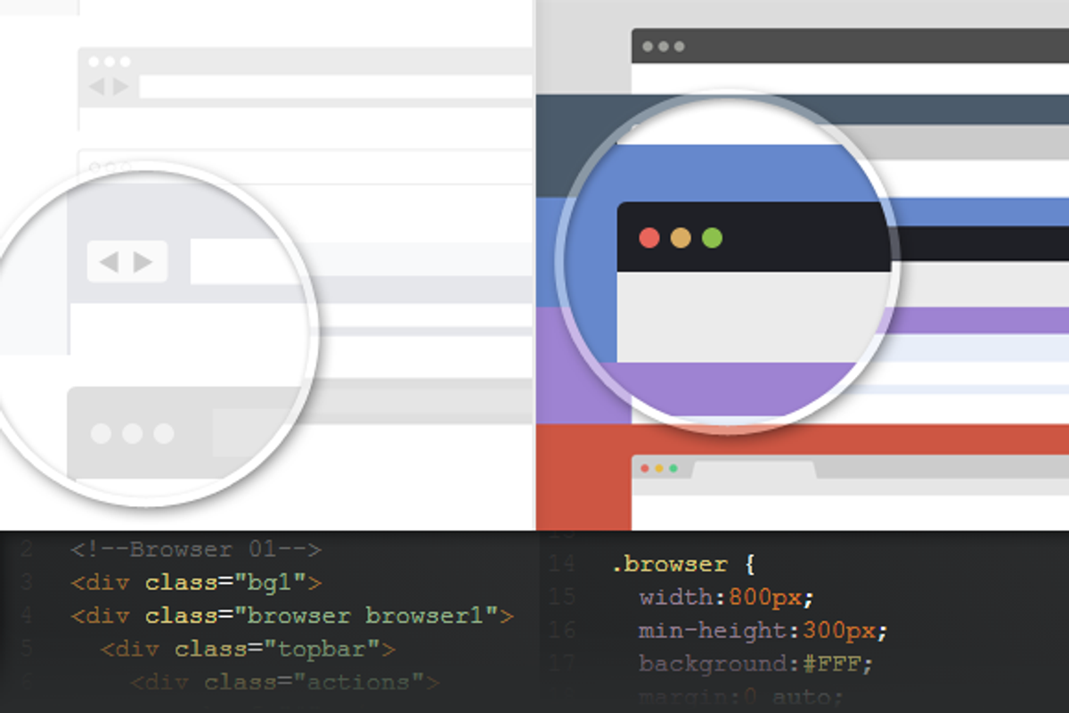 Pure CSS3 Flat Browser frames, a Websites & App Template by Surjith SM
