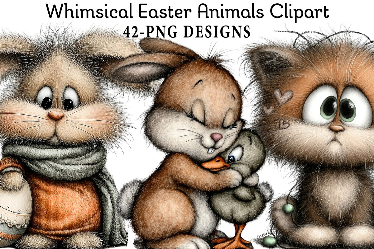 Whimsical Easter Animals Clipart, an Illustration by Daily.Designs (Photo 1 of 8)