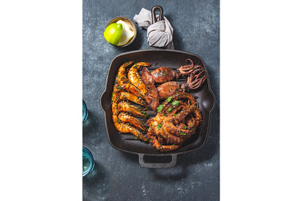 Grilled spimps, squids and octopus