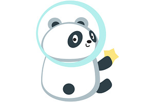 Cute panda cosmonaut in helmet with, an Animal Illustration by SiberianArt