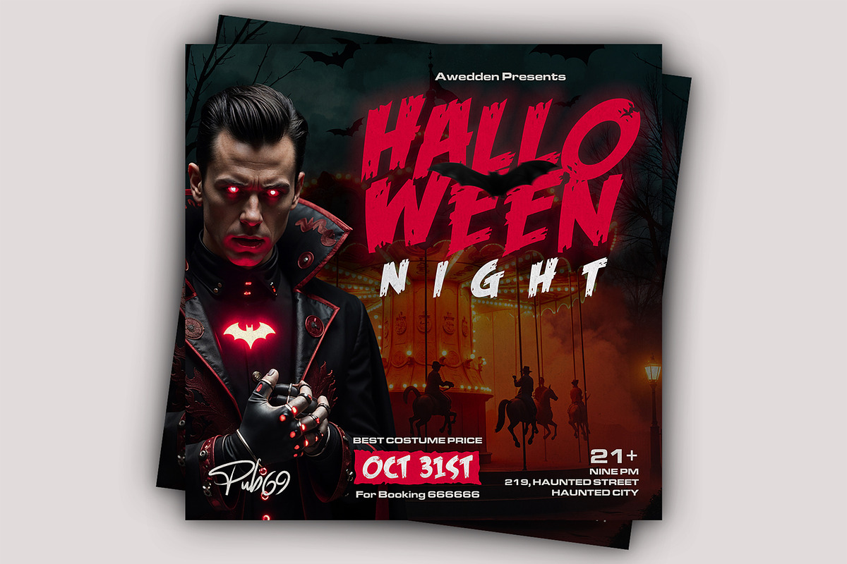Halloween Party Flyer Template, a Flyer Template by Posterfello (Photo 1 of 4)