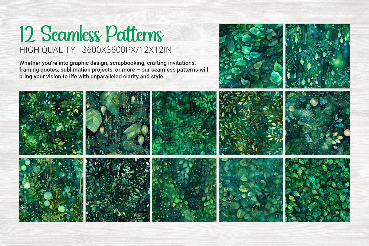 Emerald Forest Seamless Patterns, a Pattern Graphic by Curve Design