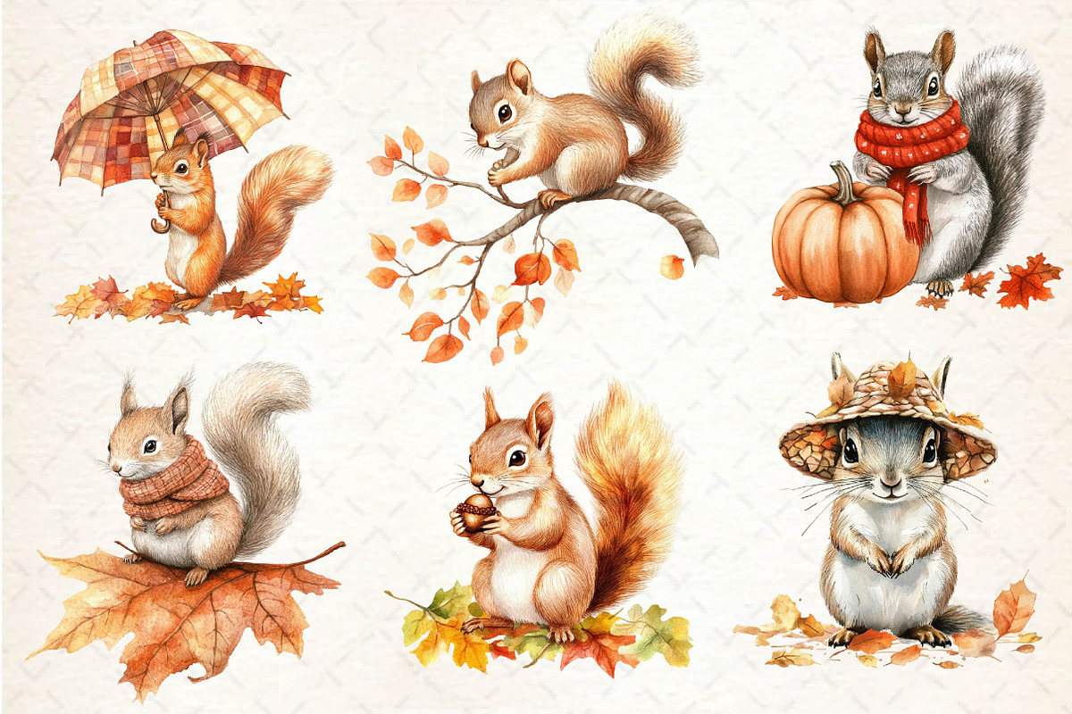 Fall Squirrels Garden Clipart, an Illustration by Dream Creation (Photo 5 of 6)