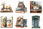Autumn Cozy Reading Clipart, an Illustration by OK Design (Thumbnail 3 of 5)