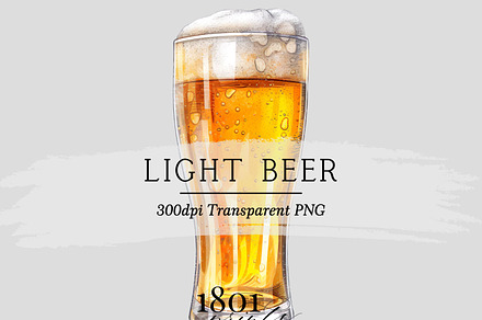 Light Beer Glass Illustration, an Illustration by 1801Prints