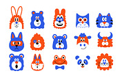 Cute Animal Face Illustration Set, an Animal Illustration by decographstud (Thumbnail 2 of 5)