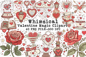 Whimsical Valentine Magic Clipart, an Illustration by Libby Wishes