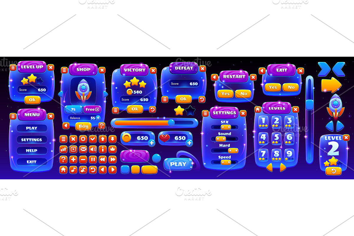 Space game interface, galaxy menu, an Illustration by Vector Tradition (Photo 3 of 3)