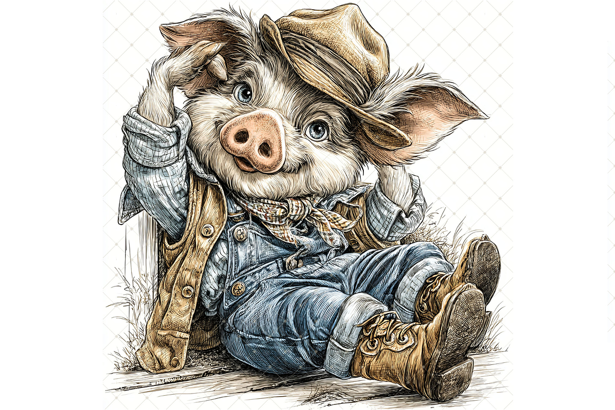 Piglet In Outfit Clipart JPG, an Animal Illustration by Memories By Lea (Photo 18 of 20)