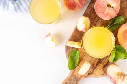Flat chinese donuts fig peach juice