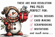 Whimsical Snowman and Friends Clipar, an Illustration by Libby Wishes (Thumbnail 5 of 6)