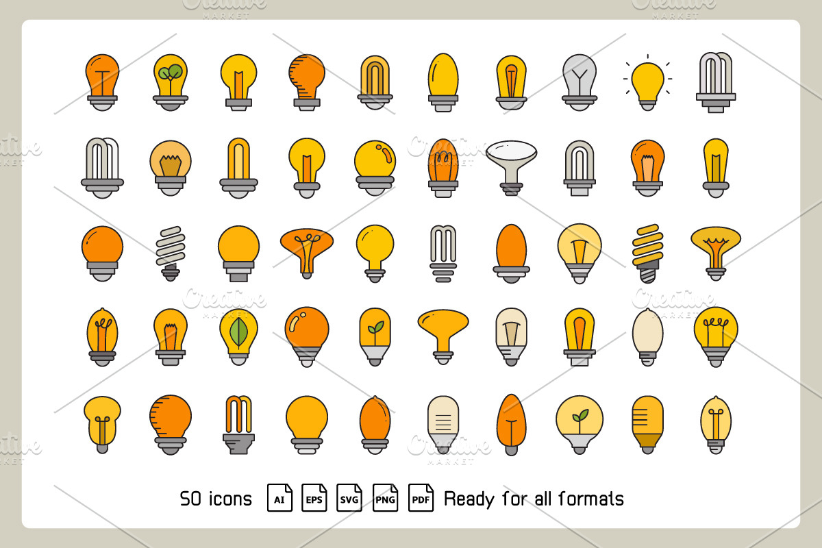 Light Bulb and Electric Lamp Icons, an Icon by Designfour (Photo 2 of 4)