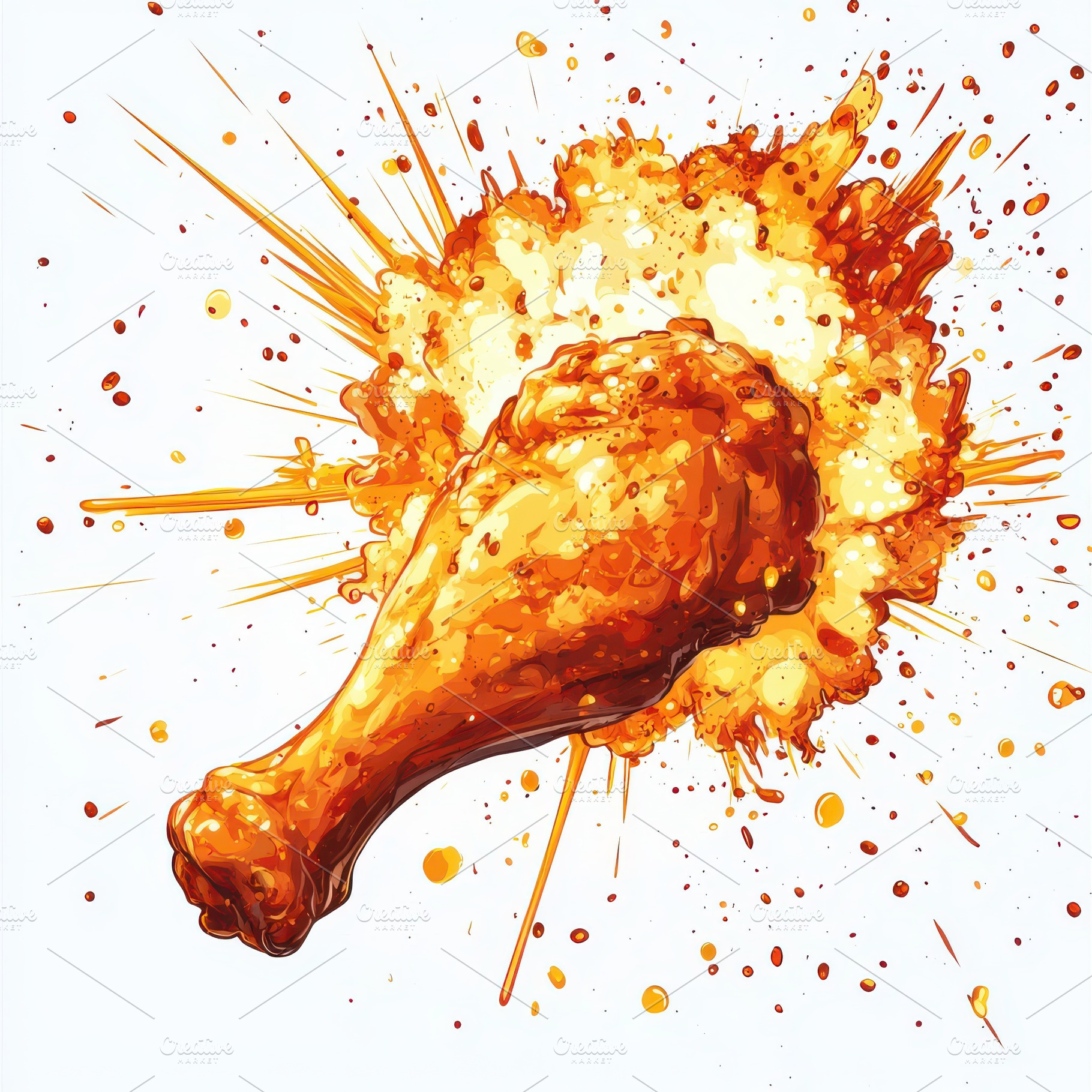 Fried chicken leg vector illustratio, a Food & Drink Photo by Pixeness Studio