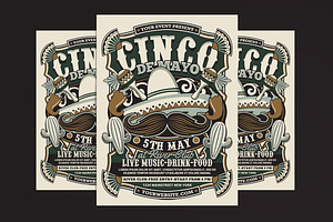 Cinco De Mayo Retro Flyer, a Flyer Template by Muhamad Iqbal hidayat