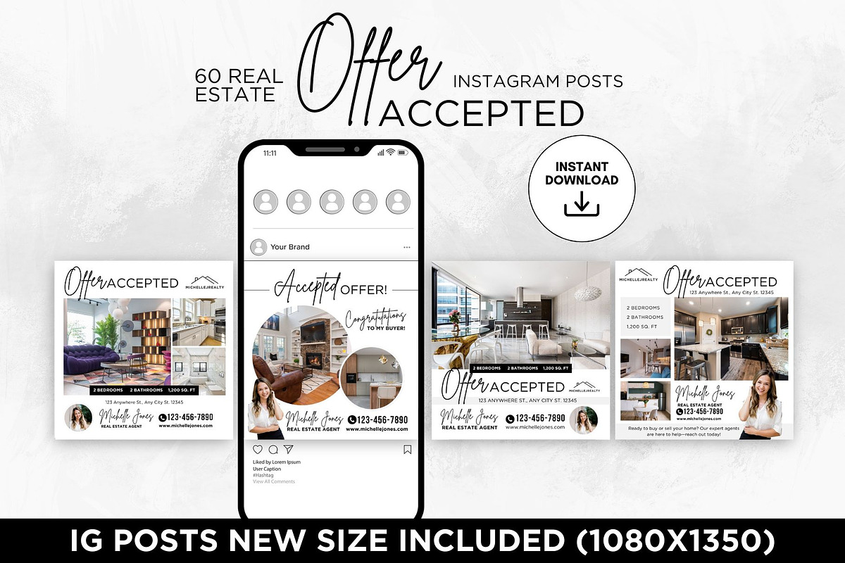Offer Accepted Instagram Posts Canva, a Social Media Template by CreativeVinesStore (Photo 4 of 6)