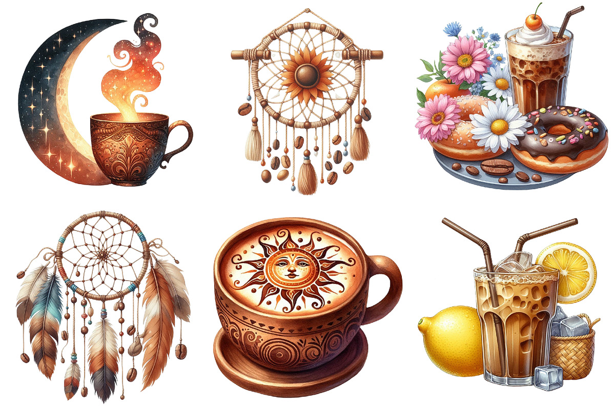 Boho Summer Coffee Time Clipart, an Illustration by Pixels.Craft (Photo 8 of 9)