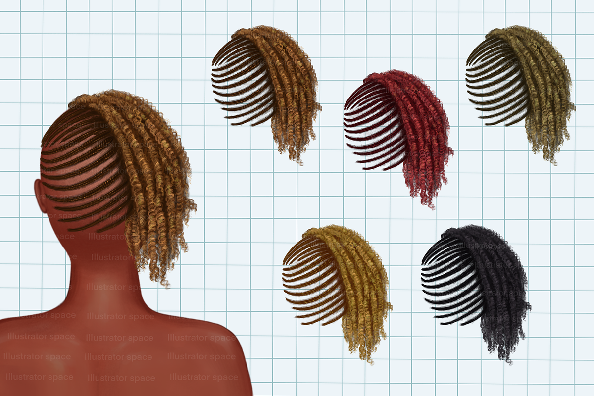 African American hairstyles clipart, an Illustration by Illustrator Space (Photo 5 of 9)
