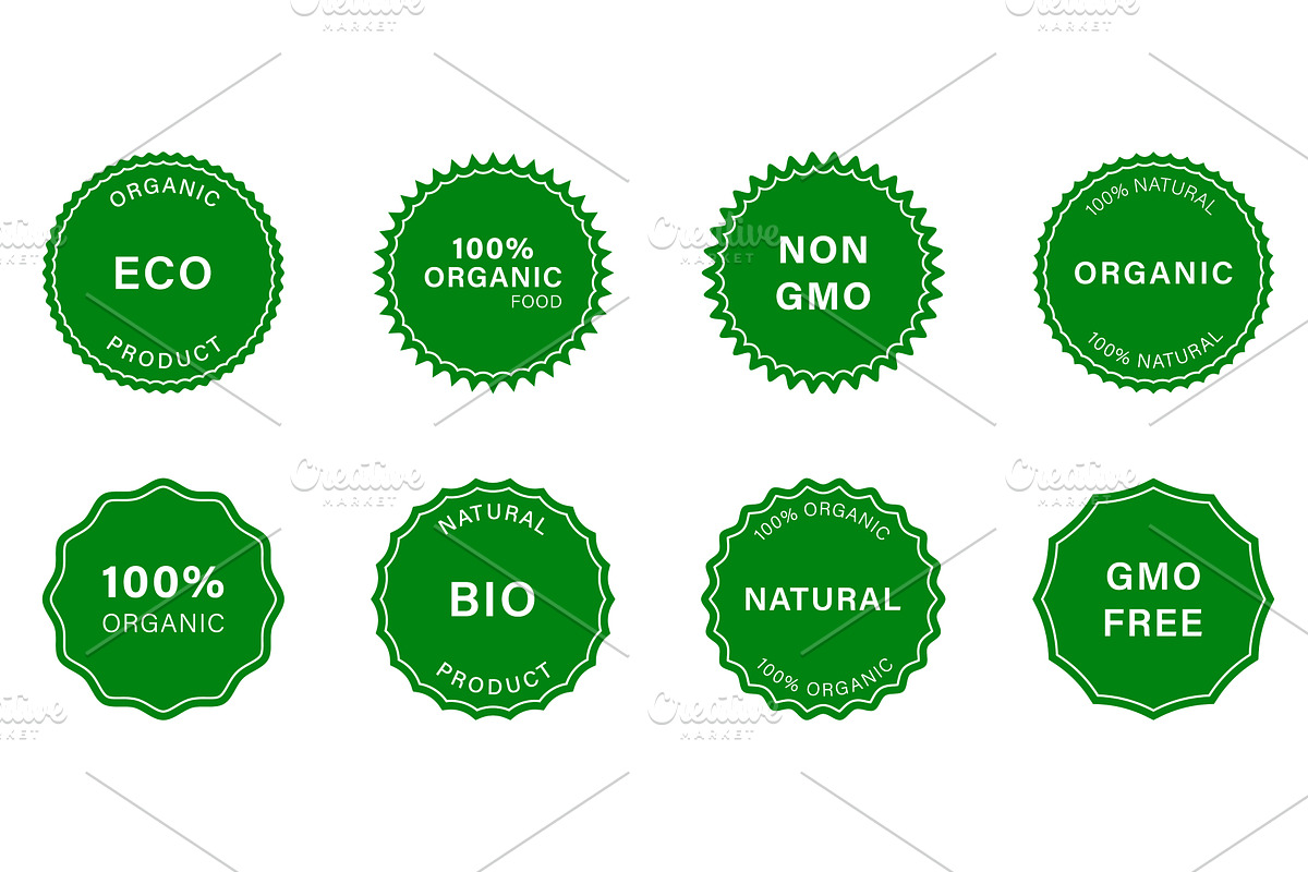 Natural Product Eco Stamp Set, a Food Illustration by Vector Creator