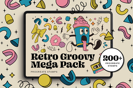 Retro Groovy Procreate Stamp Pack