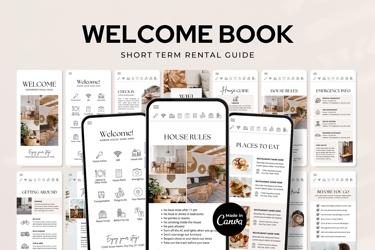 Digital Airbnb Welcome Book Template, a Brochure Template by ShopRShop (Photo 1 of 10)