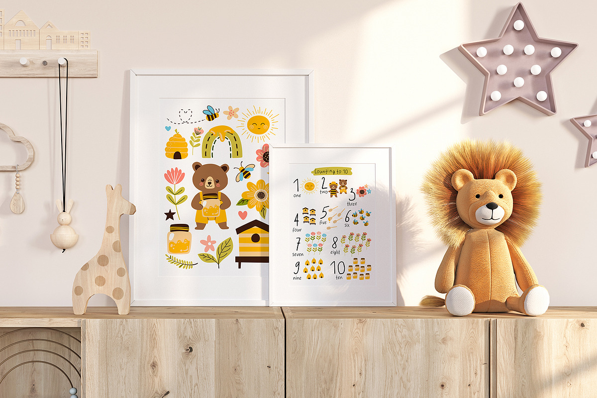 Bees, Honey Cartoon Vector Set, an Object Illustration by Elena Dorosh (Photo 7 of 14)