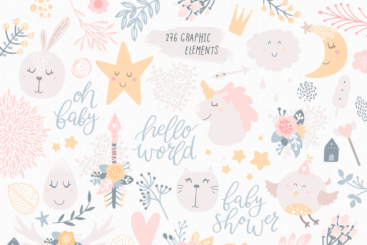 It's a Girl Unicorns and flowers, an Animal Illustration by tatiletters (Photo 2 of 8)