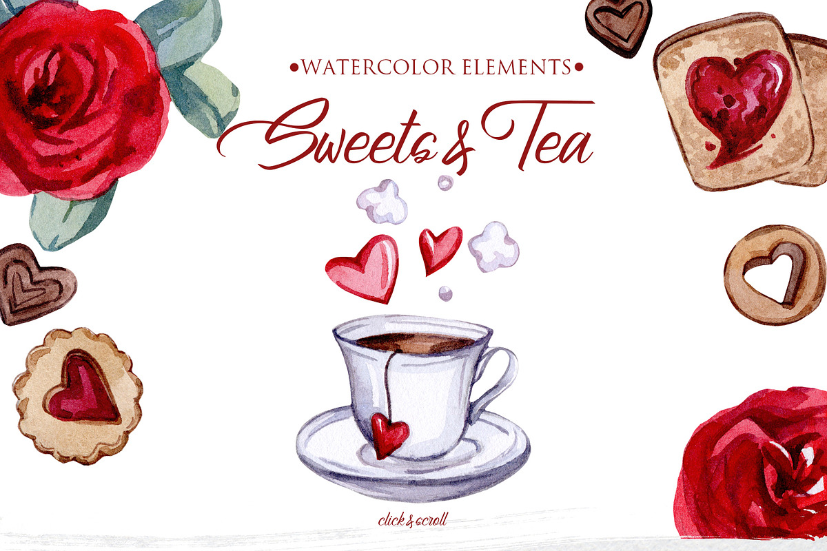 Watercolor Valentine Day Collection, a Food Illustration by S_ARTLOVE (Photo 6 of 10)