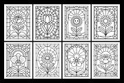 Stained Glass Flower Coloring Book, a Decorative Illustration by Design Station (Thumbnail 3 of 3)