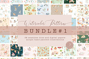 BUNDLE #1- Watercolor Patterns, an Animal Illustration by Flora+Bear (Thumbnail 1 of 10)