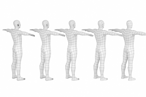 Natural Male T-Pose In 5 Topologies