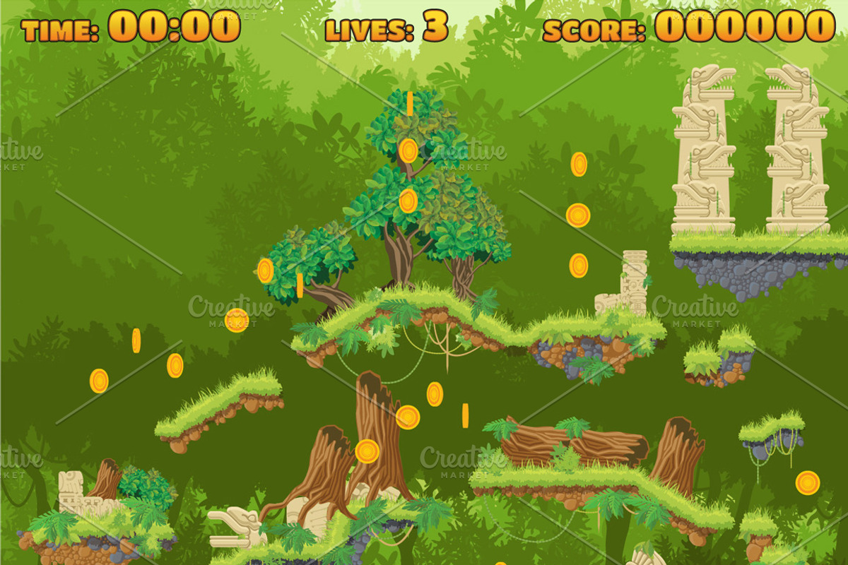 Jungle Jump Game elements, an Illustration by quicky (Photo 2 of 5)