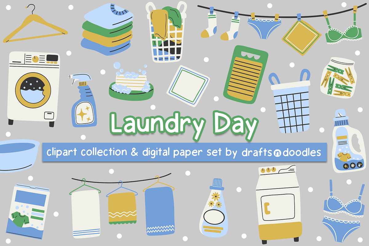 Laundry Day Clipart and Pattern Set, a Pattern Graphic by Drafts n Doodles (Photo 1 of 11)