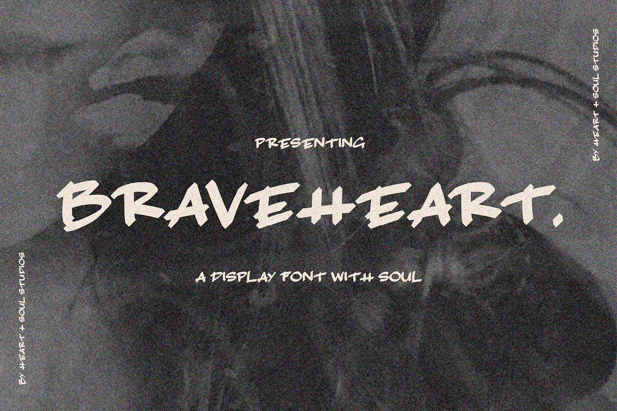 BRAVEHEART | a soulful display font, a Sans Serif Font by Heart + Soul Studios (Photo 1 of 9)