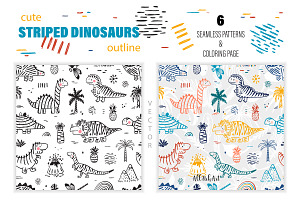 Cute Striped Dinosaurs Patterns