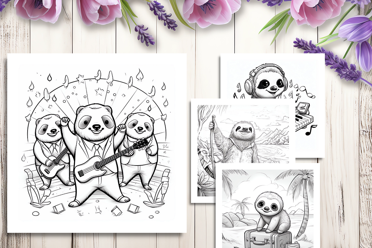 Sloth Coloring Pages for Kids, a Business Card Template by LA Design (Photo 6 of 9)