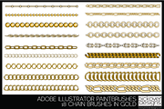 18 Vector Chain Brushes Illustrator, a Brush Add-On by Pickover Designs (Thumbnail 3 of 6)