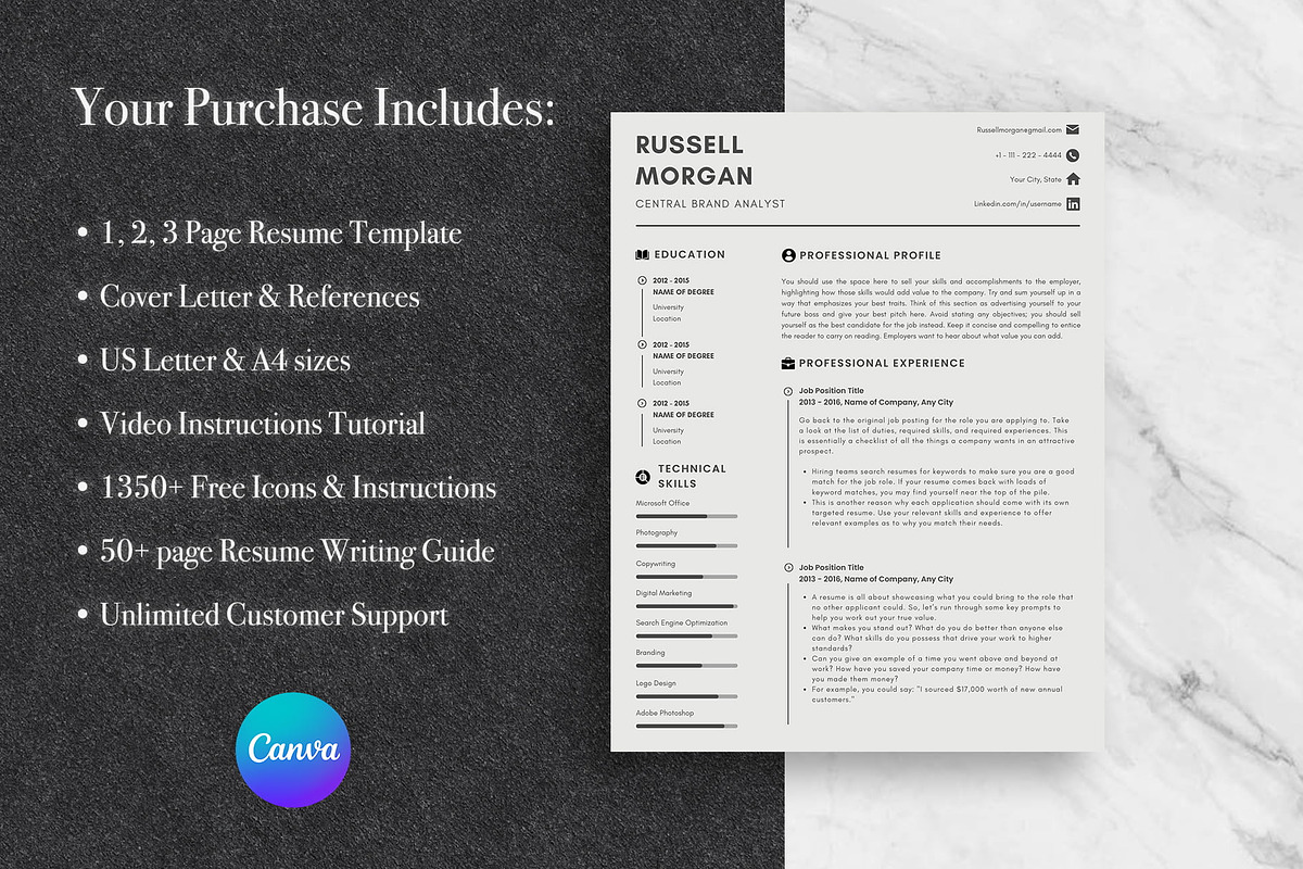 Neat Modern CV Template Pack | Canva, a Resume Template by Lux Resume (Photo 8 of 9)