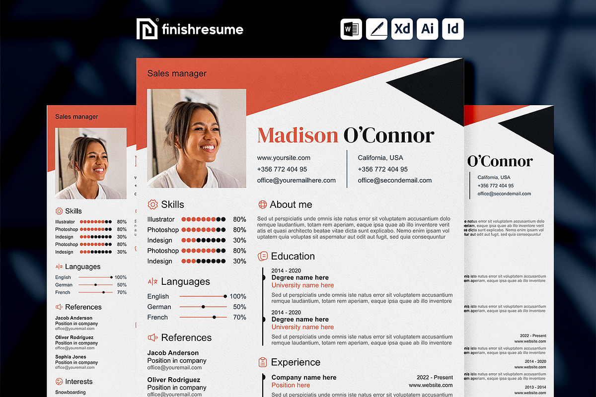 Sales manager resume template, a Resume Template by FinishResume (Photo 1 of 11)