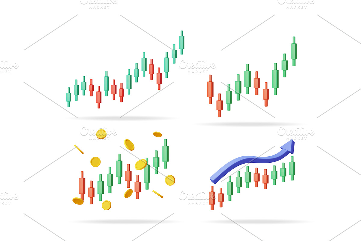Set of 3d financial candle chart, a Finance Illustration by Abscent