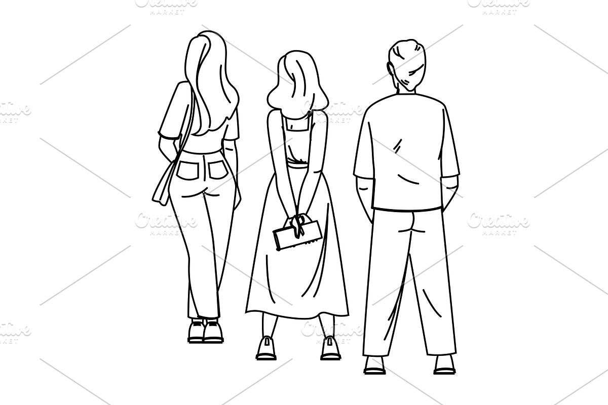 crowd queue line vector, a Person Illustration by pikepicture