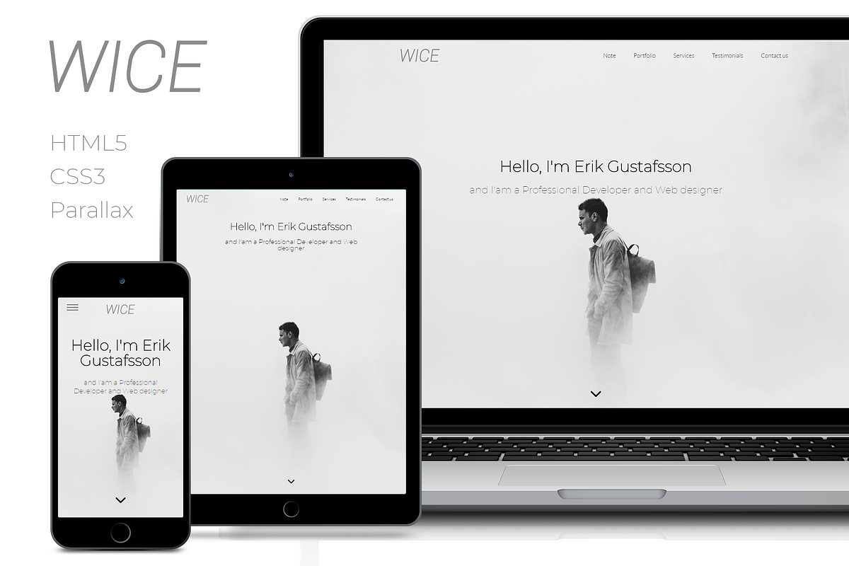 WICE - One Page Personal & Portfolio, a HTML Template by Fastredesign (Photo 1 of 3)