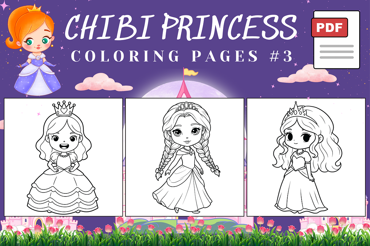 Chibi Princess Coloring Book #3, a Person Illustration by Inkivelle Studio