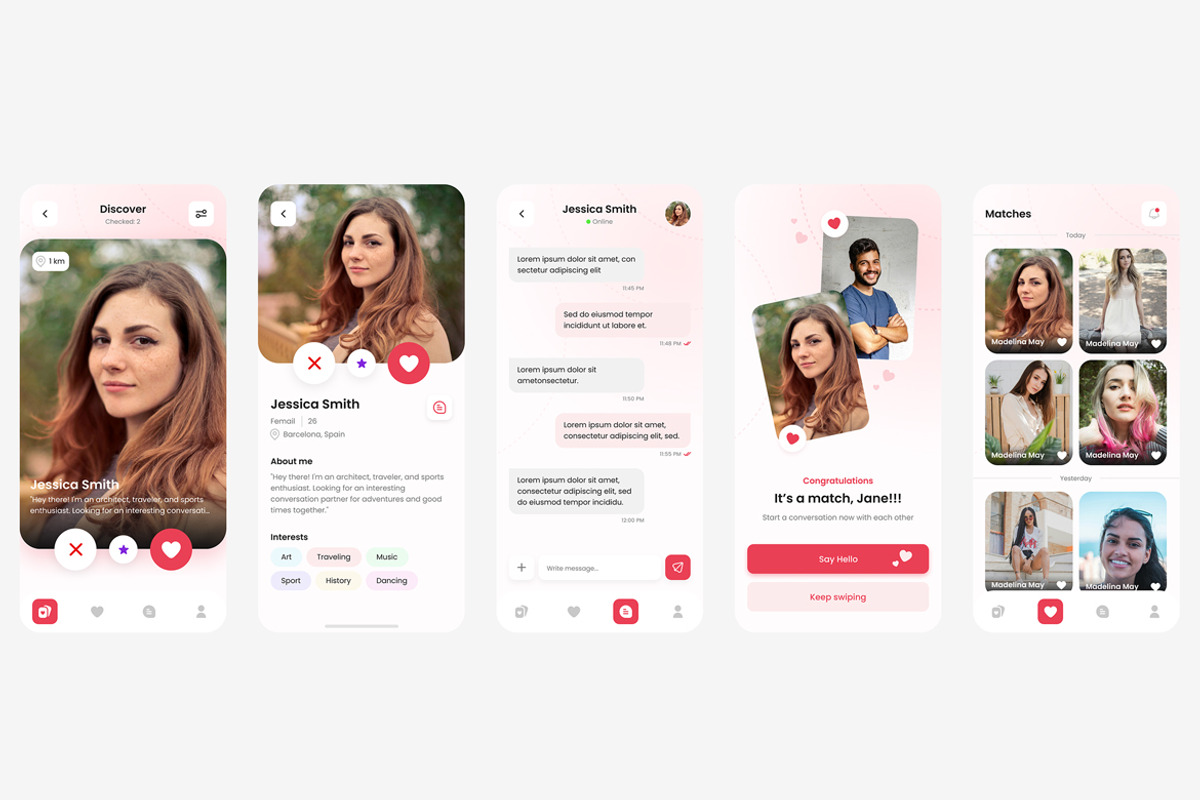 Date, Relations, Tinder App UI Kit, an App Template by nagaredesignstudio (Photo 2 of 2)