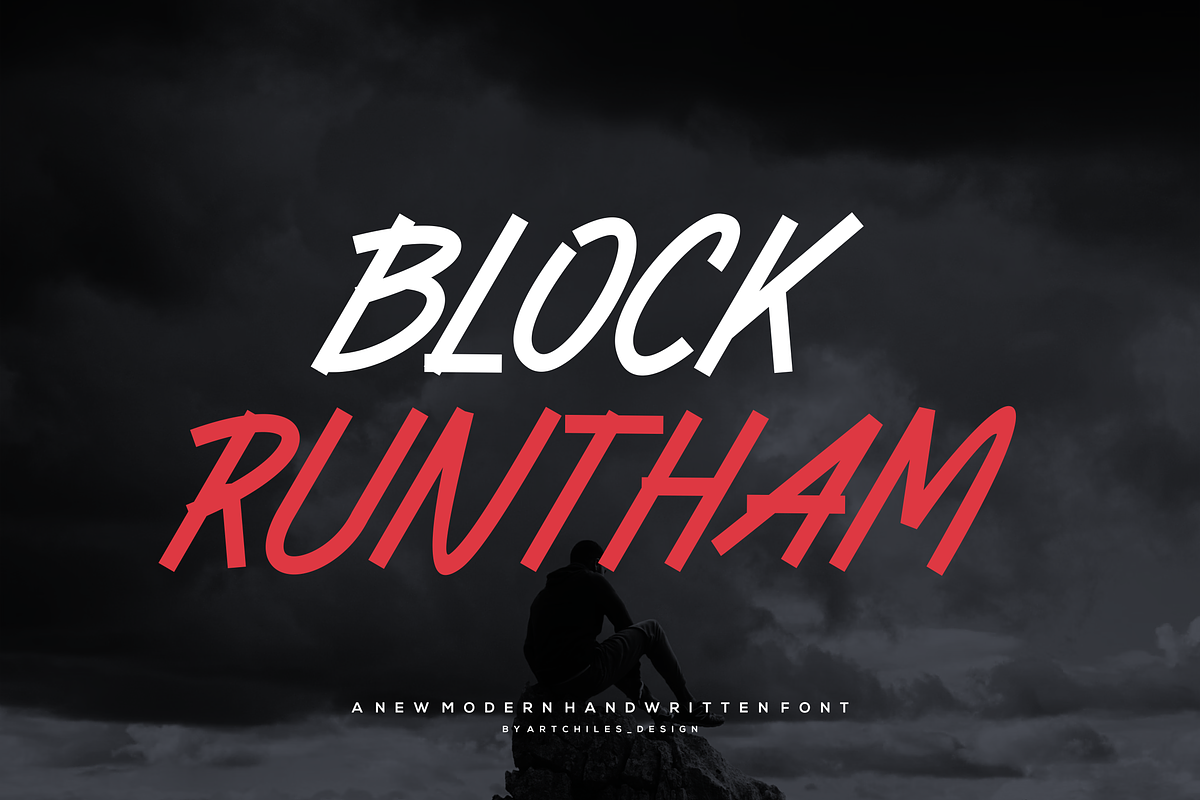 Block Runtham - Font, a Handwritten Font by artchiles_design (Photo 1 of 5)