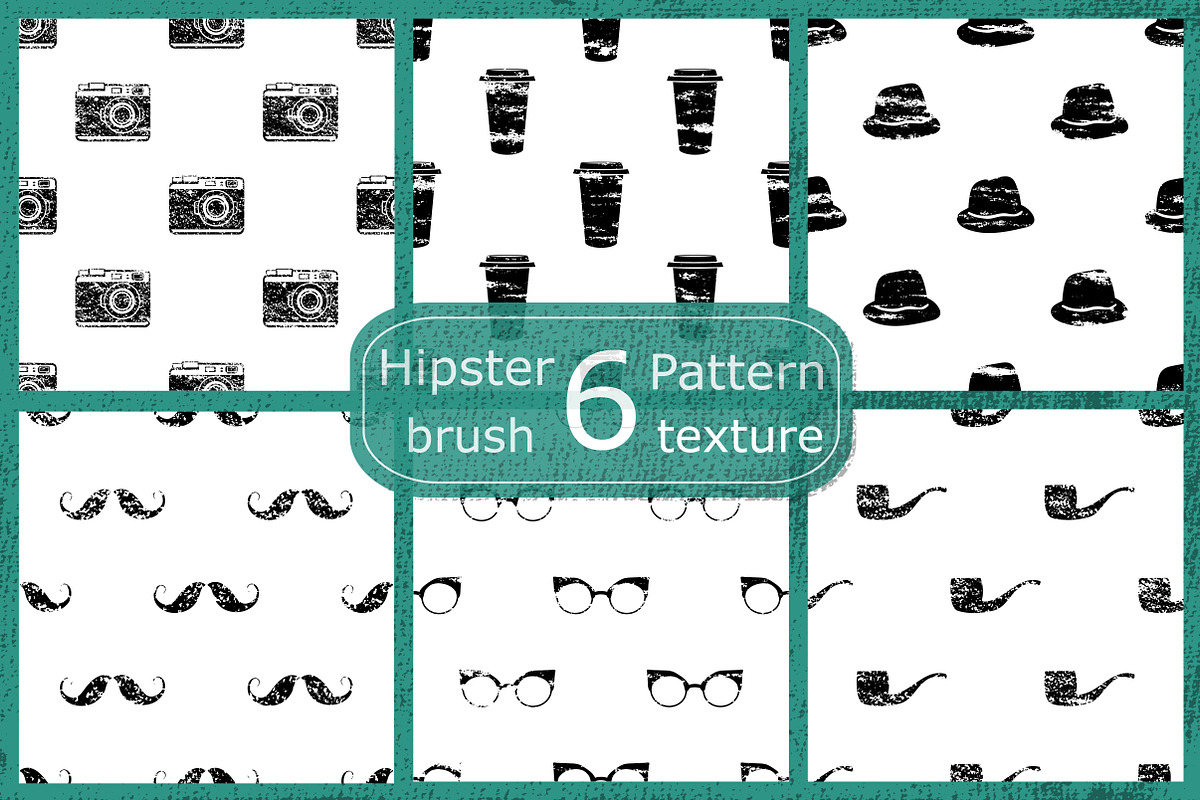 Set of 6 seamless hipster patterns., a Pattern Graphic by Asyndrom (Photo 2 of 3)