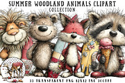 Summer Woodland Animals Clipart, an Illustration by OK Design (Thumbnail 1 of 6)